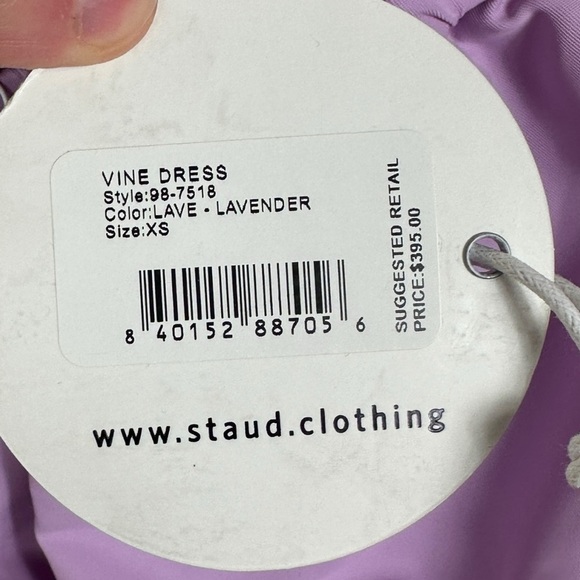 NWT Staud Lavender Purple Vine Dress Off Shoulder Crisp Heavyweight New Boho XS - Picture 8 of 11